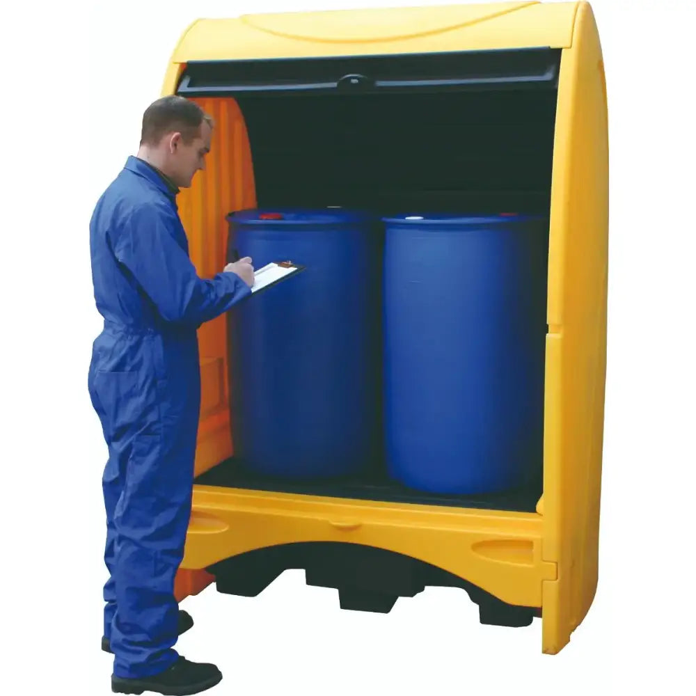 Covered drum storage system