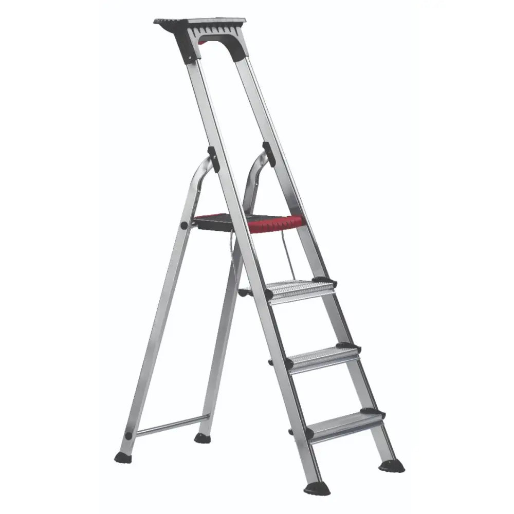 Double decker aluminium stepladder with tool tray