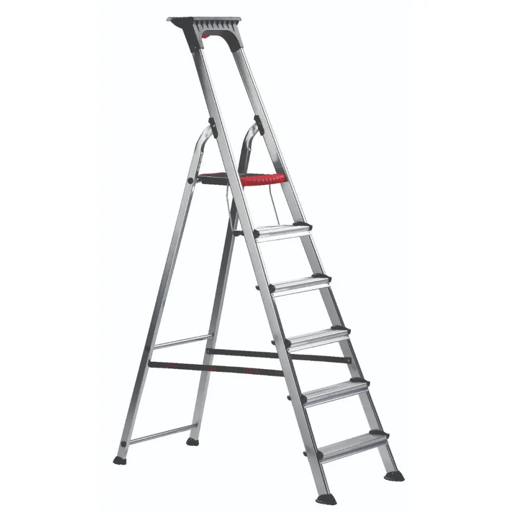 Double decker aluminium stepladder with tool tray