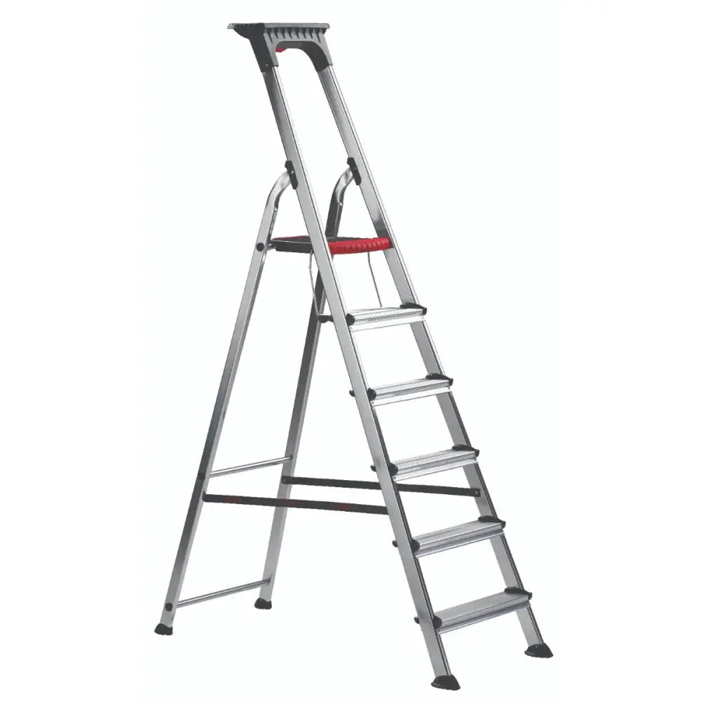 Double decker aluminium stepladder with tool tray