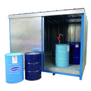 Drum storage unit with sump base