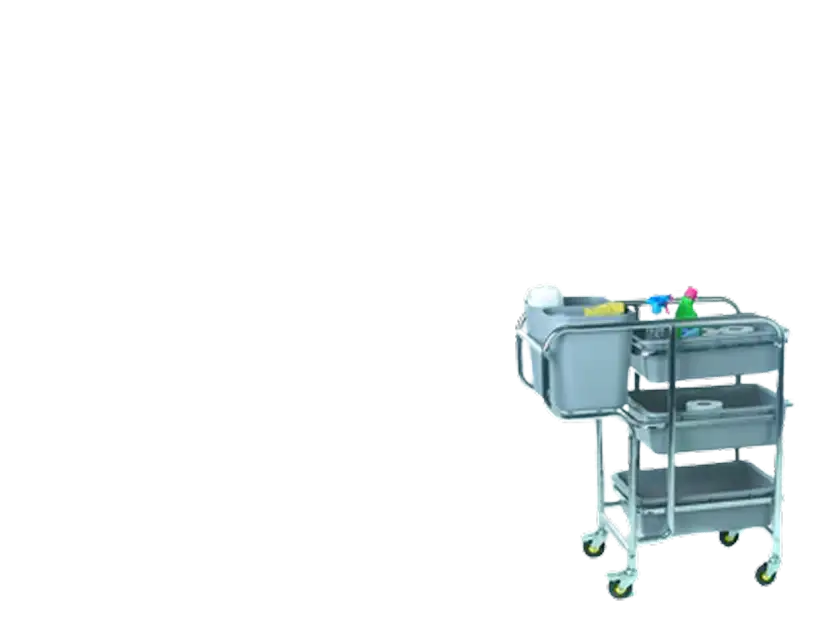 Cleaning trolley on wheels