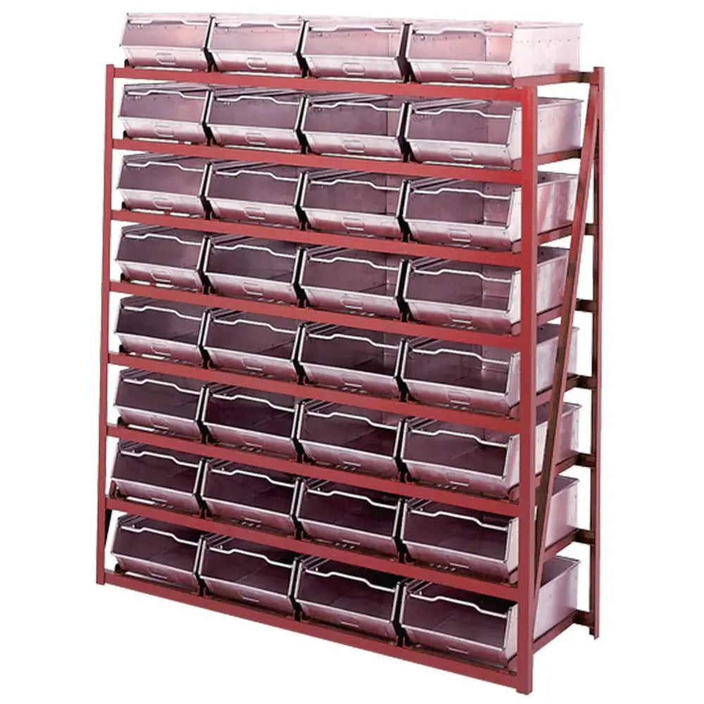 Red Parts Rack Galvanised Bin Racks Welded Steel Parts Storage