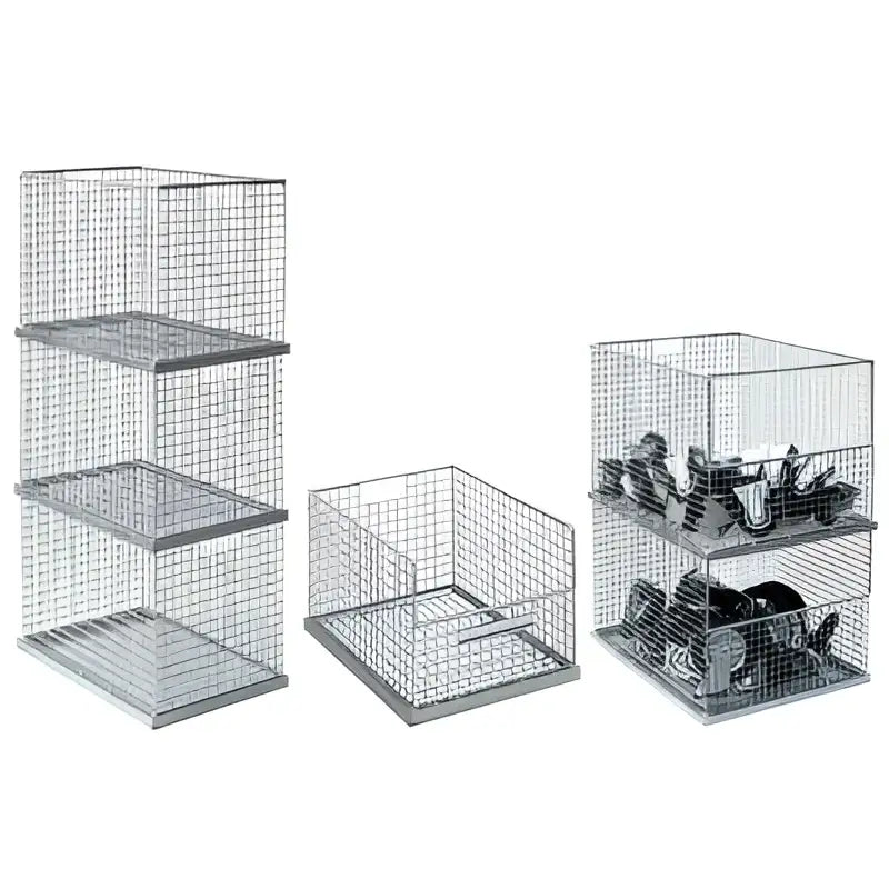Galvanised stacking baskets