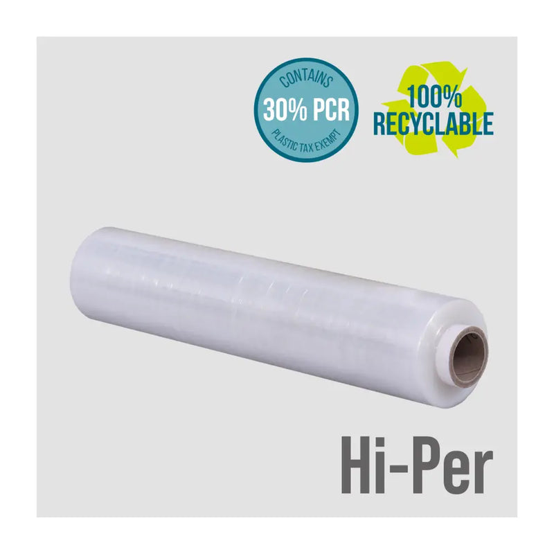 Hi per 500mm x300m cast pallet stretch wrap 30% recycled - std.. Core (box of 6)