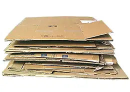 Stack of brown cardboard boxes on a white background
