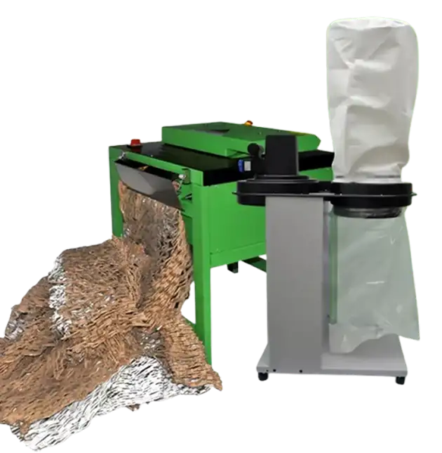 Cardboard shredder with dust extraction unit 