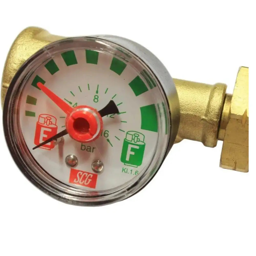 In line pressure gauge for gas bottles