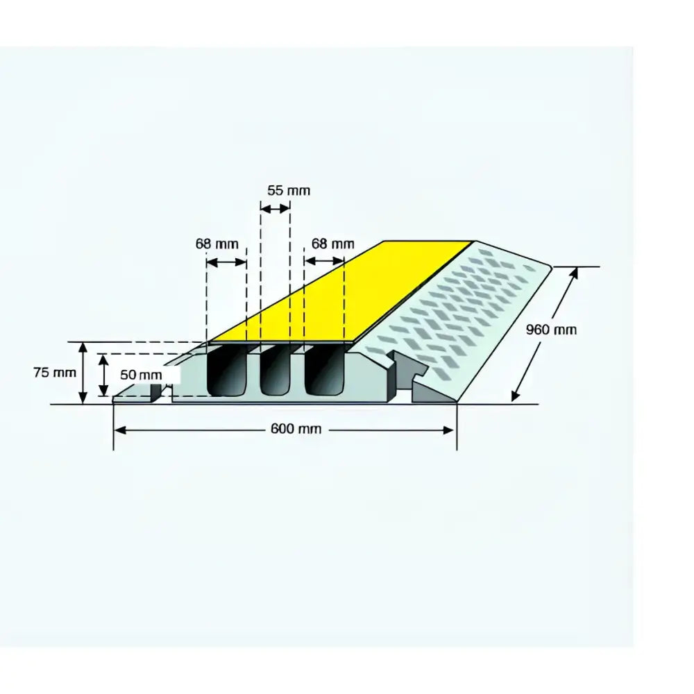 Large cable protection ramps - 3 channel