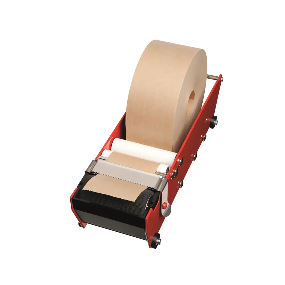 Manual water activated dispenser for non reinforced gummed paper tapes