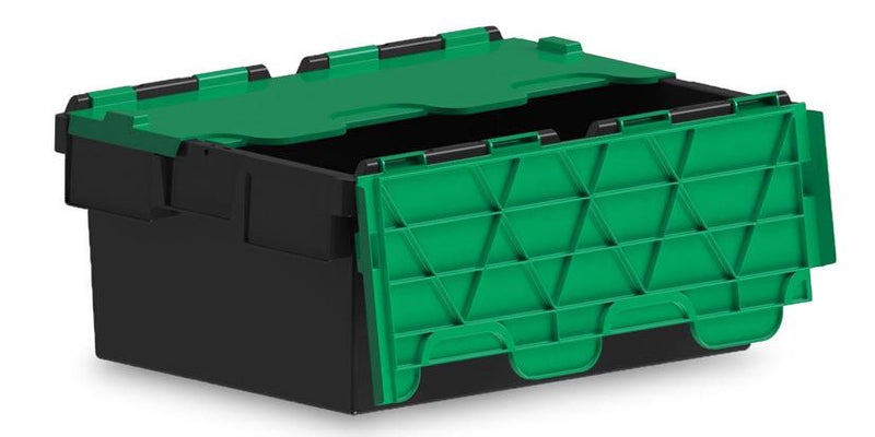 Attached Lid Containers with Coloured Lids  Get Me Packaging 25 Black with Green Lid 