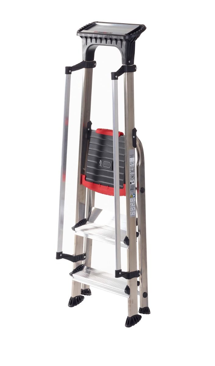 Double Decker Aluminium Stepladder with Tool Tray  Get Me Packaging   