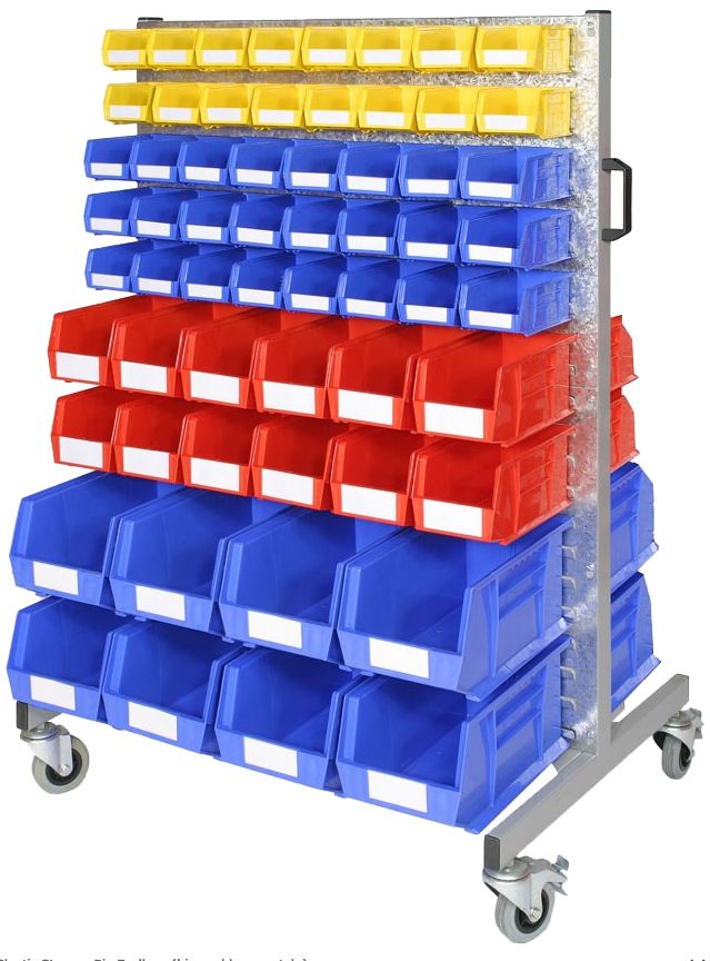 Bin Trolleys with Louvred Panels  Get Me Packaging Trolley with Bins 32xBin1 48xBin2 24xBin3 16xBin4 