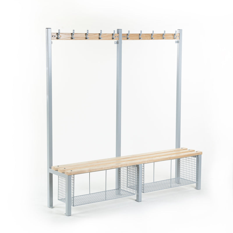 Single Sided Cloakroom Bench with Coat Hooks  Get Me Packaging 1000 5 American White Ash