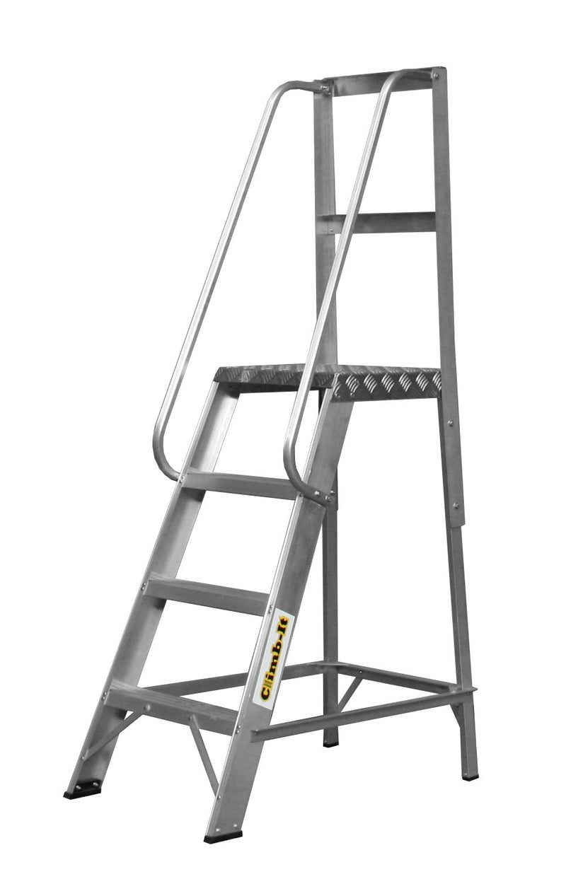 Climb-It Aluminium Library Steps  Get Me Packaging With Handrails 3 700