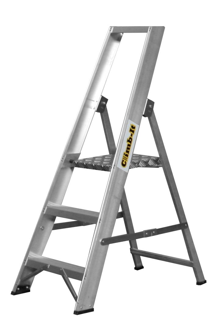 Climb-It Aluminium Platform Stepladders  Get Me Packaging 3 With Handrails 600