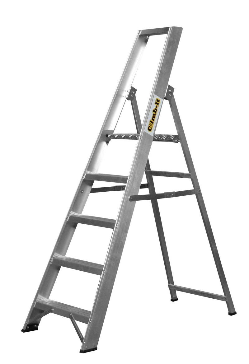 Climb-It Aluminium Platform Stepladders  Get Me Packaging 4 With Handrails 900