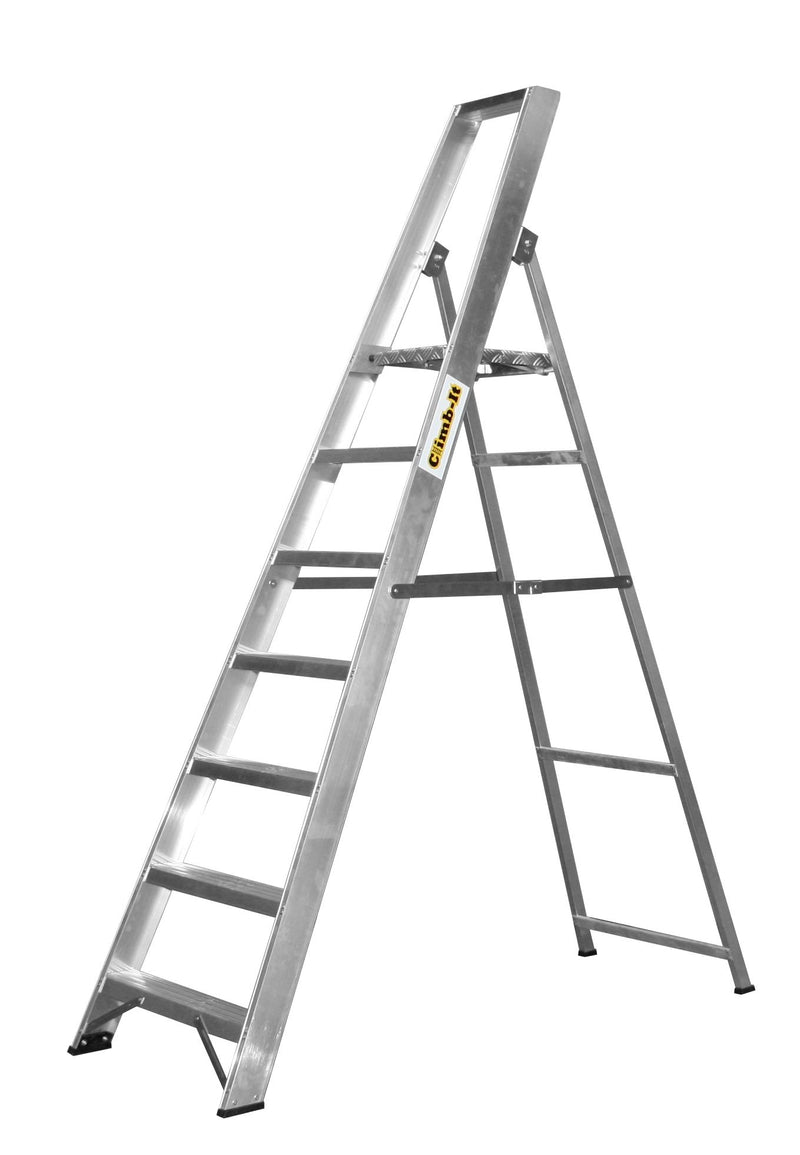 Climb-It Aluminium Platform Stepladders  Get Me Packaging 6 With Handrails 1300