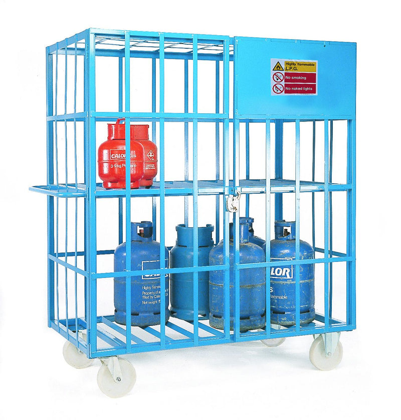 Gas Cylinder Cages  Get Me Packaging Mobile Unit 2 fixed/2 swivel: 200mm Nylon castors Painted 