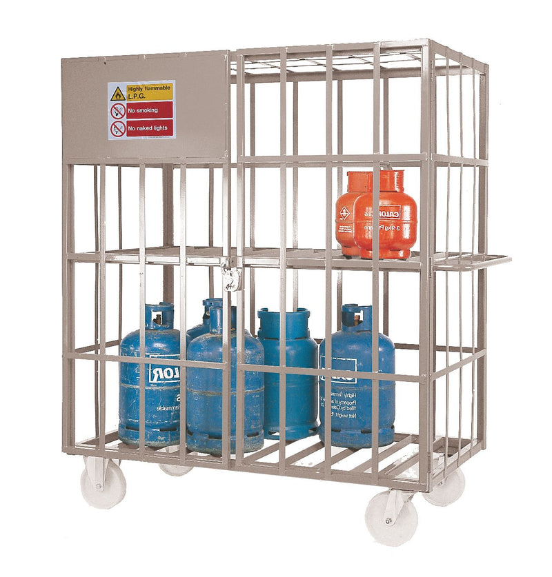 Gas Cylinder Cages  Get Me Packaging Mobile Unit 2 fixed/2 swivel: 200mm Nylon castors Galvanised 