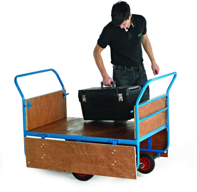 Plywood Decked Balanced Trucks  Get Me Packaging 4 Wheel Truck with 300mm high sides  