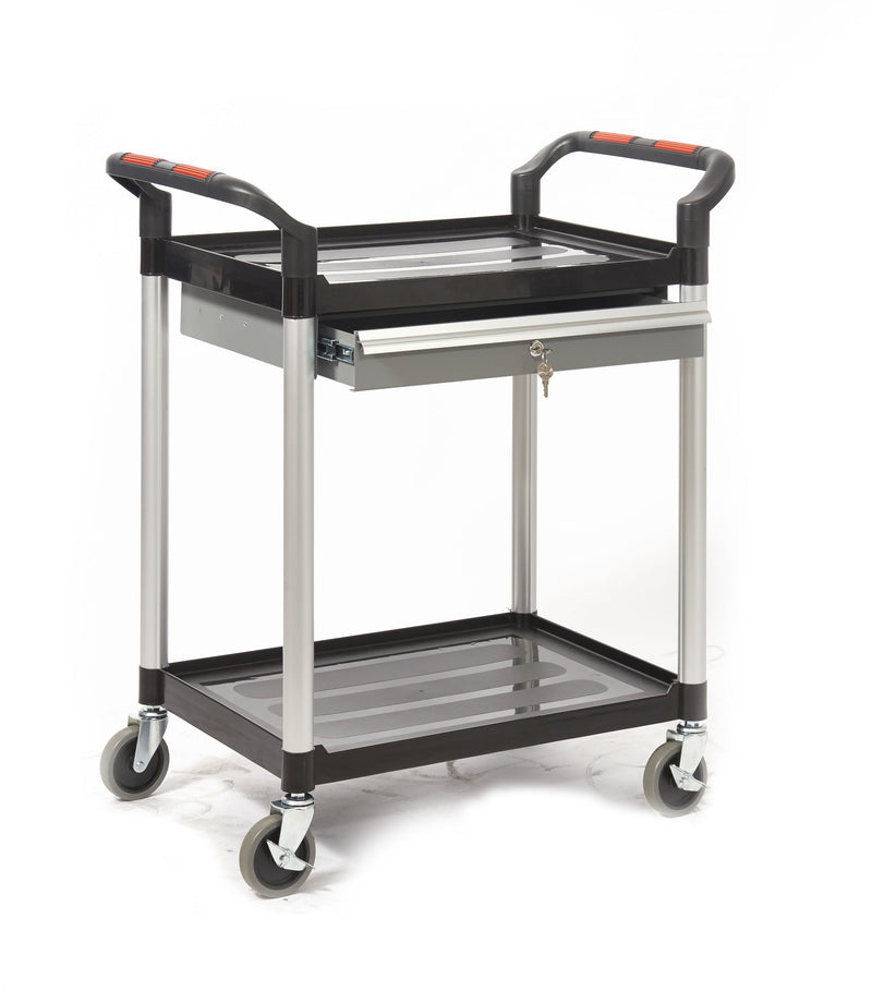 Proplaz Shelf Trolley - Steel Drawers  Get Me Packaging With Lockable Steel Drawer  