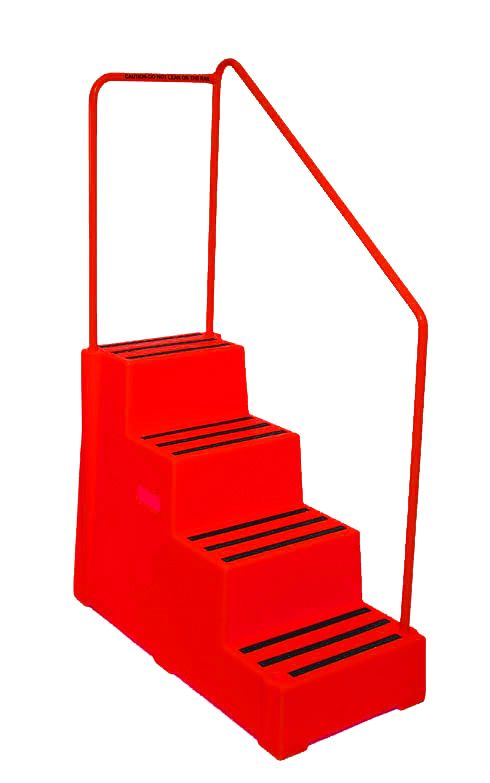 Heavy Duty Industrial Steps  Get Me Packaging 4 Red With Handrail