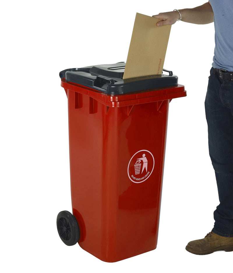 Wheeled Bins with Letter Slot Lid  Get Me Packaging 120 Red 