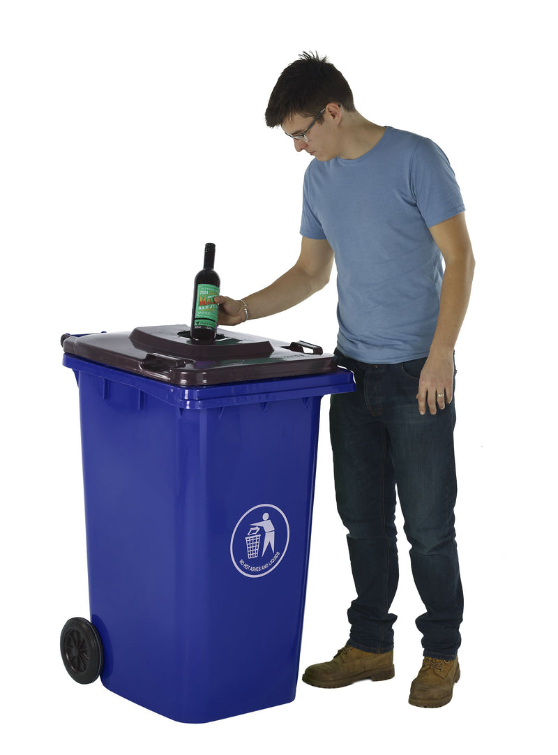 Wheeled Bins with Bottle Hole Lid  Get Me Packaging 120 Blue 