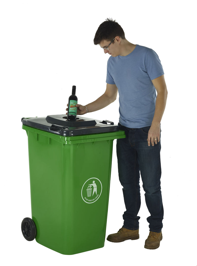 Wheeled Bins with Bottle Hole Lid  Get Me Packaging 120 Green 