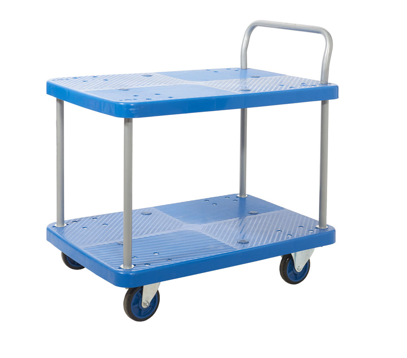 Proplaz Blue Platform Trolleys  Get Me Packaging Two Tier Trolley 900 x 600 x 730 