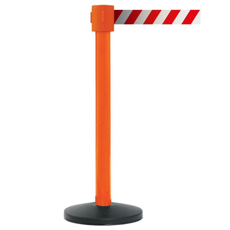 Premium Safety Belt Barriers - Chevron Belt  Get Me Packaging 4900 Orange Red & White Chevron