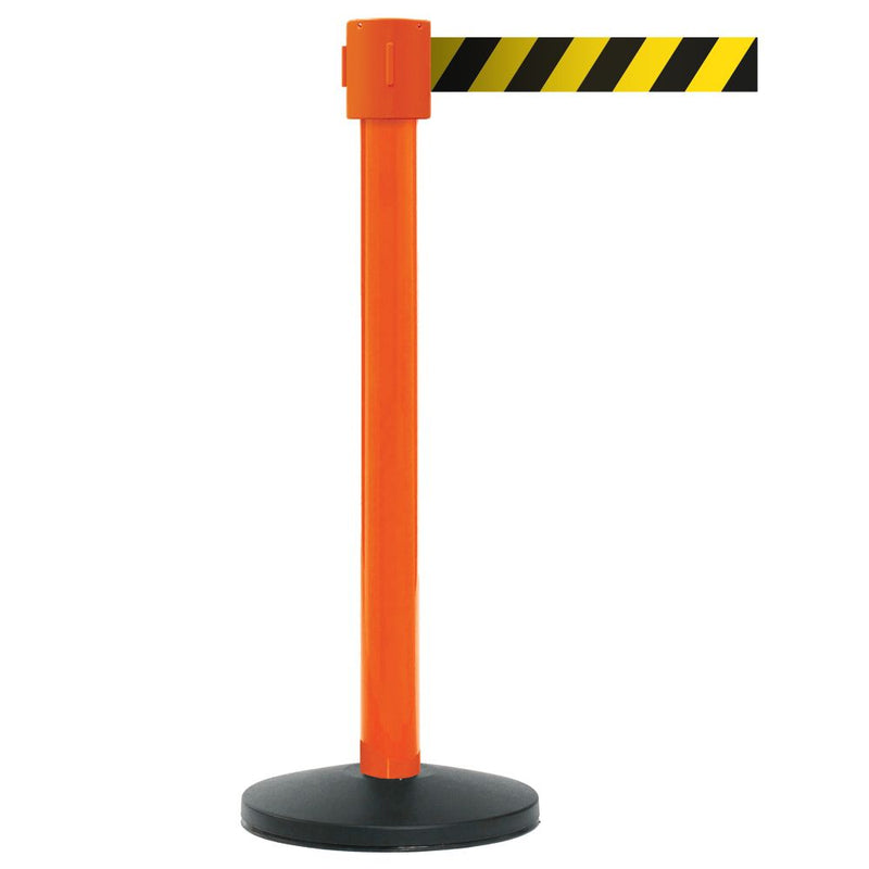 Premium Safety Belt Barriers - Chevron Belt  Get Me Packaging 4900 Orange Black & Yellow Chevron