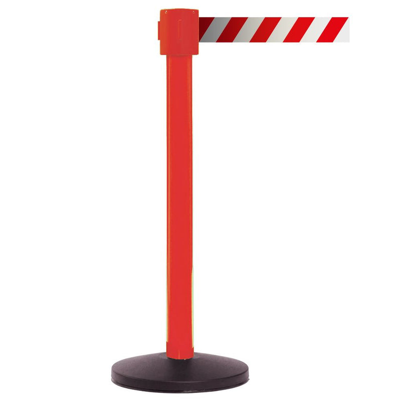 Premium Safety Belt Barriers - Chevron Belt  Get Me Packaging 4900 Red Red & White Chevron