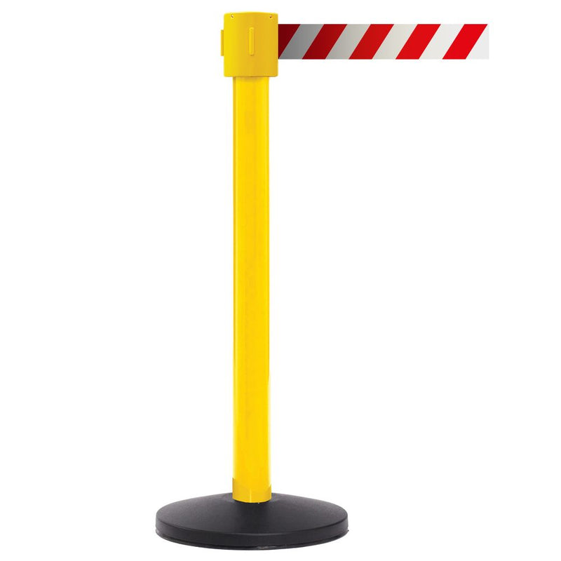 Premium Safety Belt Barriers - Chevron Belt  Get Me Packaging 4900 Yellow Red & White Chevron