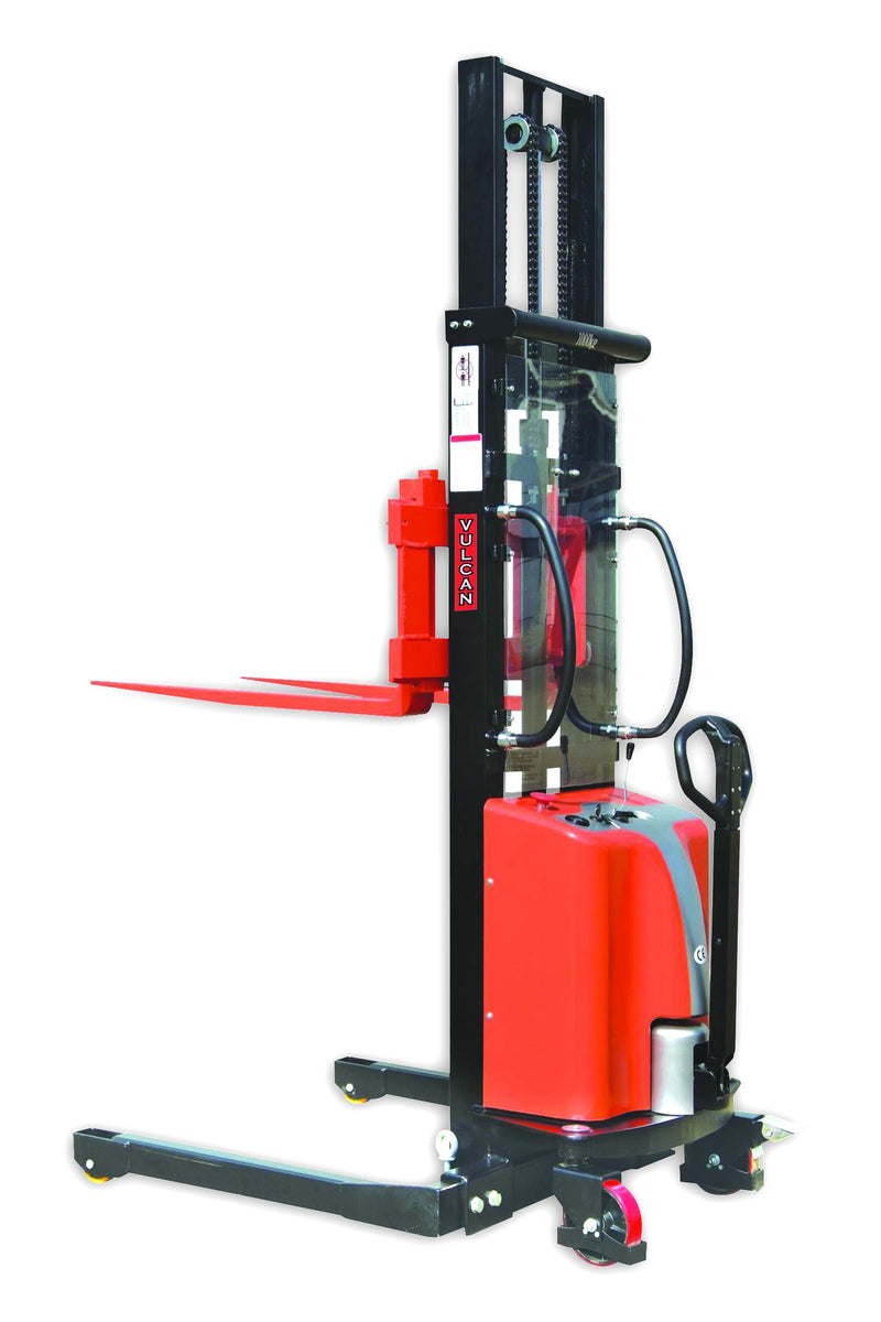 VULCAN Semi Electric Straddle Stacker with Adjustable Forks  Get Me Packaging 1600  