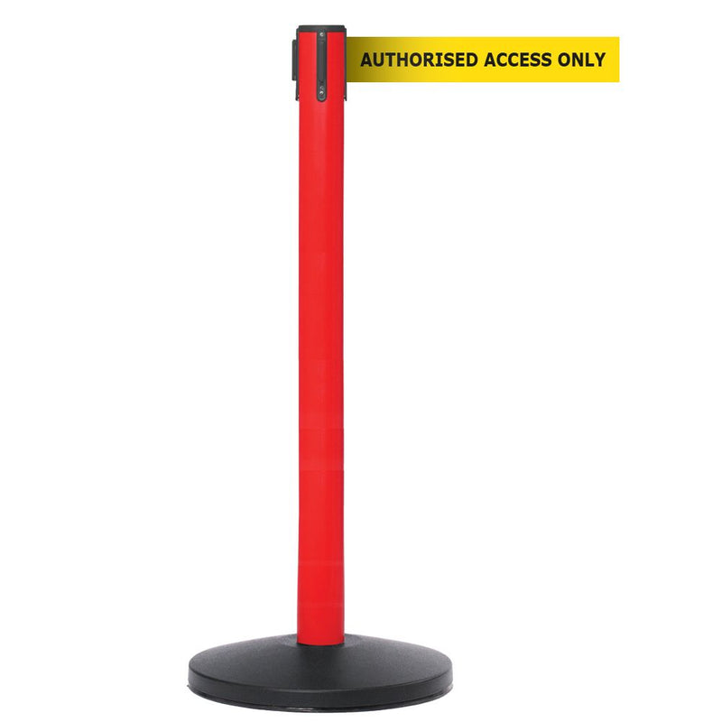 Safety Belt Barriers - Messaged Belt  Get Me Packaging Single Belt Red AUTHORISED ACCESS ONLY - Yellow