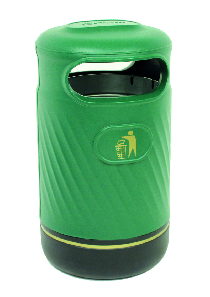 Outdoor Hooded Top Litter Bin  Get Me Packaging Dark Green  