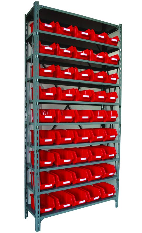 Shelf Units with Robust Bins  Get Me Packaging Blue 45 x Eco Bins 112 