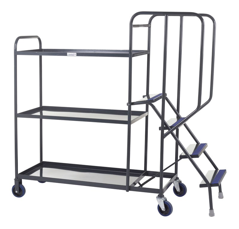 Apollo UK Stepped Picking Trolleys  Get Me Packaging Steel 3 Grey