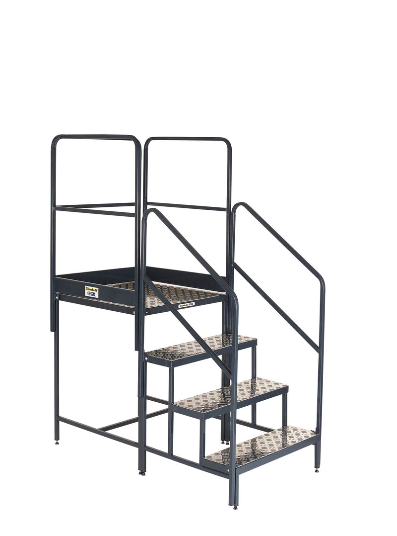 Climb-It UK Platform - Single Platform  Get Me Packaging 1000 3 Handrails 