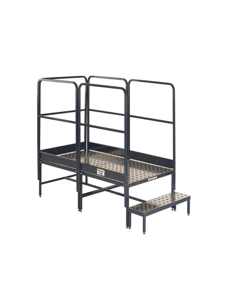 Climb-It UK Platform - Two Platforms Inline  Get Me Packaging 500 5 Handrails 