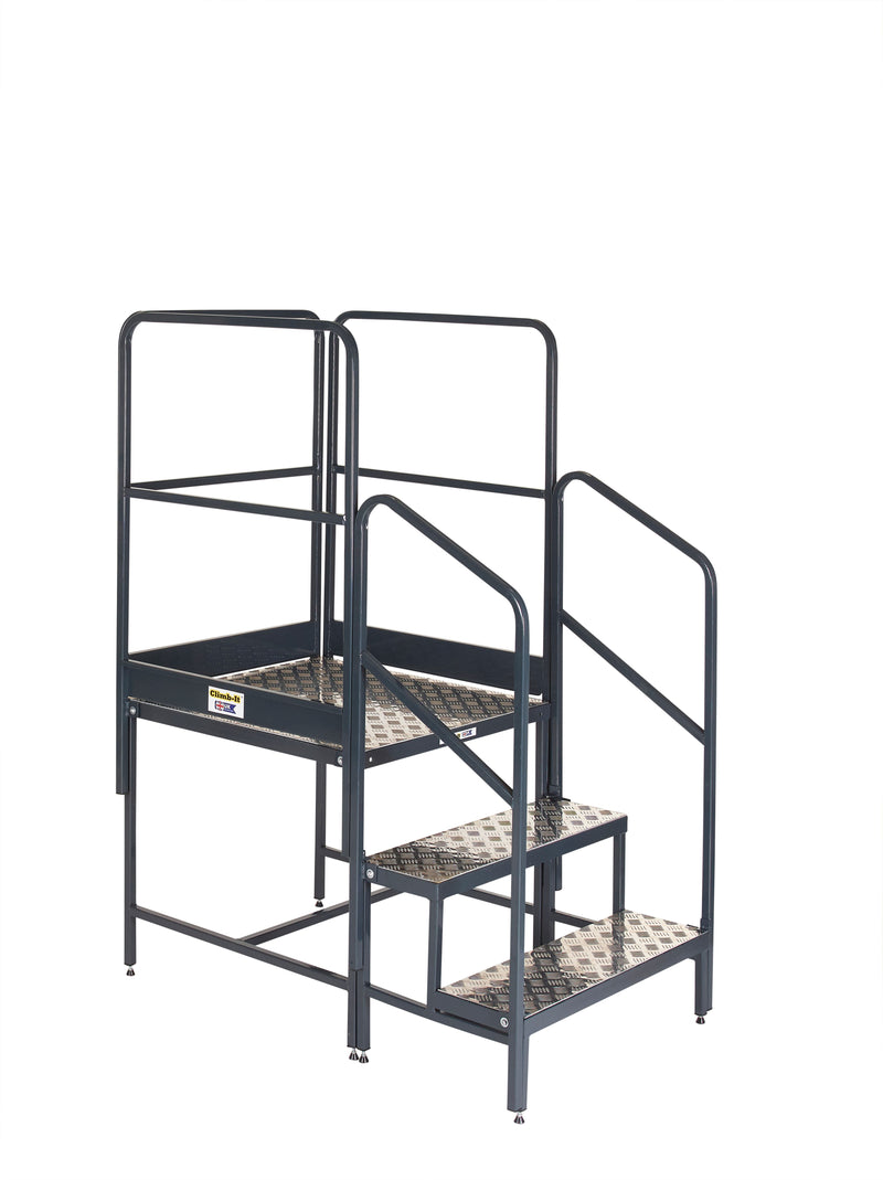 Climb-It UK Platform - Single Platform  Get Me Packaging 750 3 Handrails 