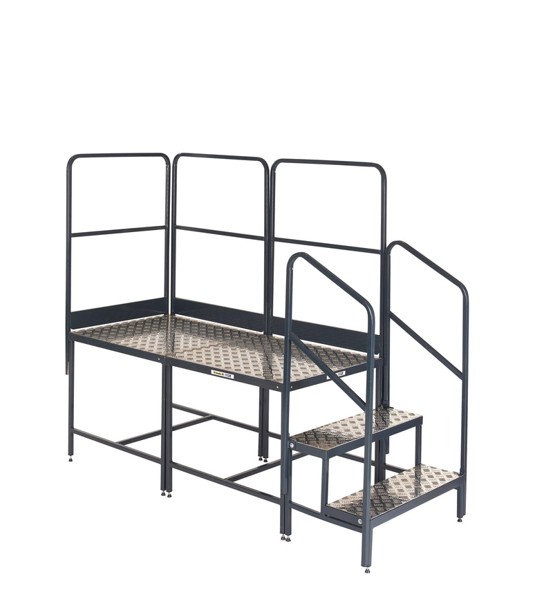 Climb-It UK Platform - Two Platforms Inline  Get Me Packaging 750 3 Handrails 