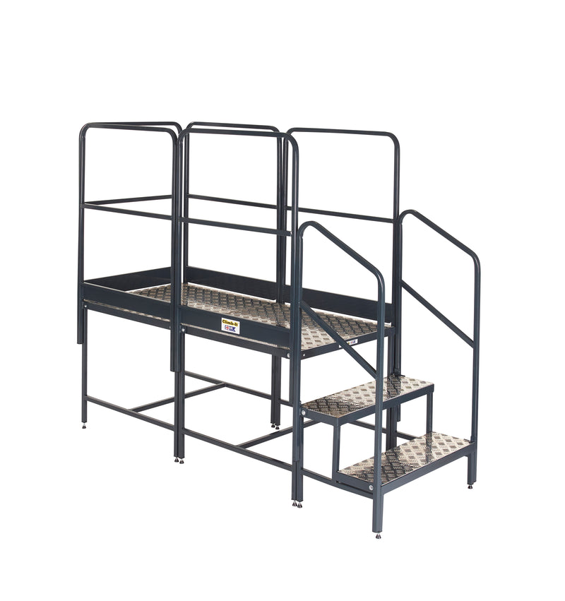 Climb-It UK Platform - Two Platforms Inline  Get Me Packaging 750 5 Handrails 