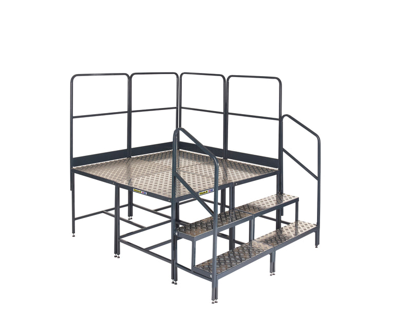 Climb-It UK Platform - Four Platforms Square (2 x 2)  Get Me Packaging 500 4 Handrails 