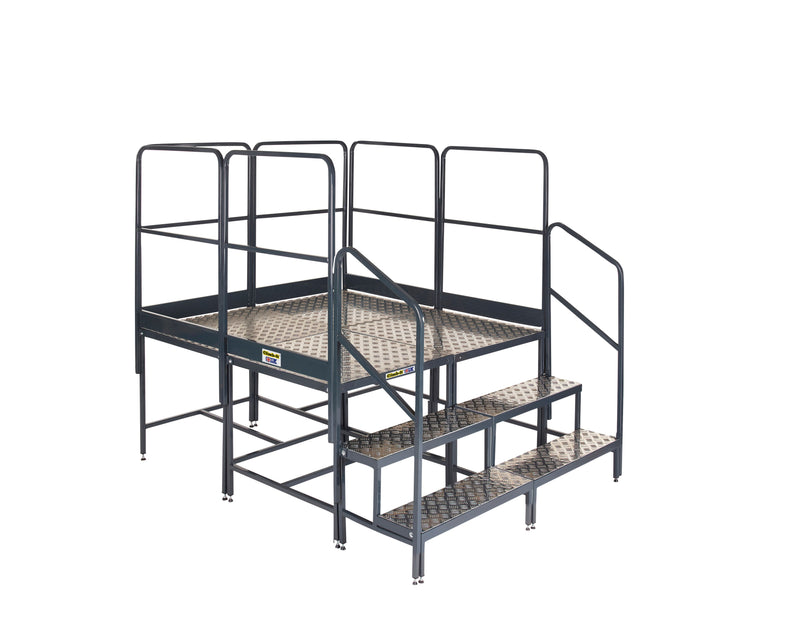 Climb-It UK Platform - Four Platforms Square (2 x 2)  Get Me Packaging 500 6 Handrails 