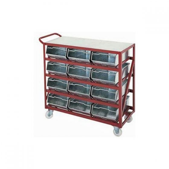 Galvanised Bin Trolleys  Get Me Packaging 3 Blue 930 x 1040 x 455