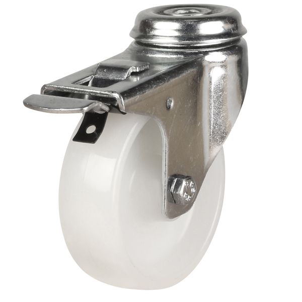 Light Duty Bolt Hole Castors  Get Me Packaging 50 Braked White Polypropylene