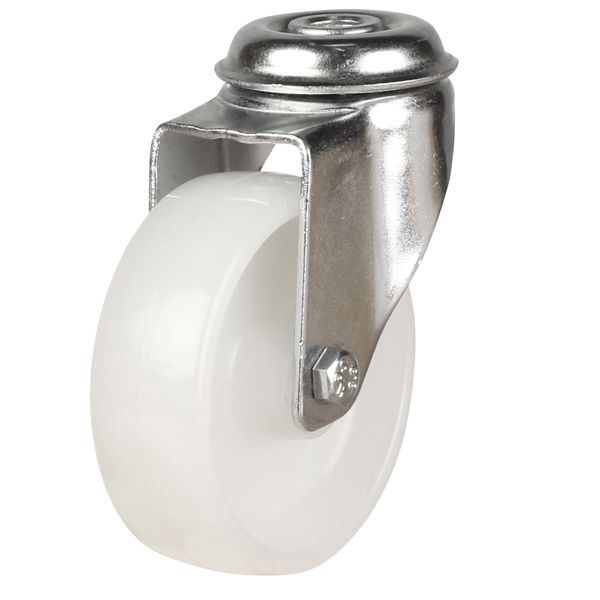 Light Duty Bolt Hole Castors  Get Me Packaging 50 Swivel White Polypropylene